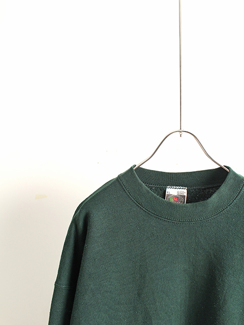 USED】90s FRUIT OF THE LOOM CREW NECK SWEAT DARK GREEN size-XL 