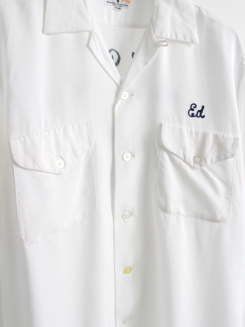 50s Seroice Bowling Shirt オープンカラー レーヨンボウリングシャツ USED