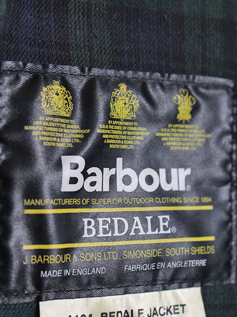 Barbour 旧3ワラント BEDALE ブラック サイズ42 バブアー ビデイル