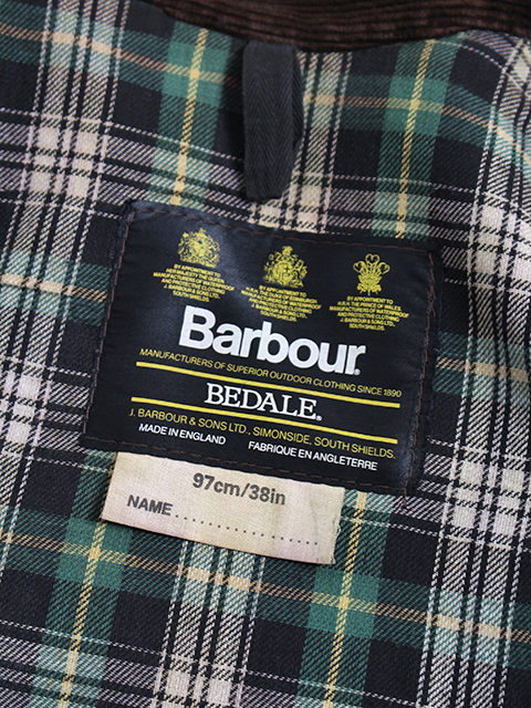 Barbour BEDALE セージ サイズ38 旧3ワラント 4ポケット バブアー ビデイル