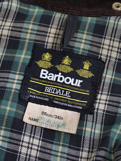 Barbour BEDALE Sage サイズ34 旧3ワラント 4ポケット バブアー ビデイル セージ