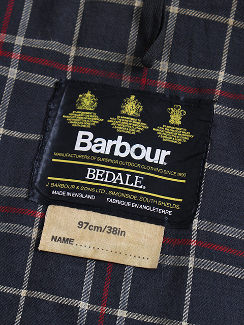 Barbour 4pocket BEDALE Navy サイズC38 旧3ワラント バブアー 4ポケット ビデイル ネイビー