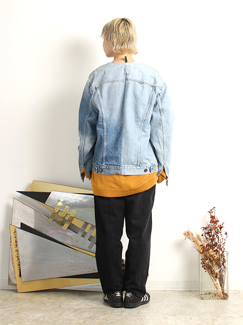 REMAKE 2FOR1 NO COLLAR DENIM JACKET-OIKOS 毎日を楽しく豊かにする 