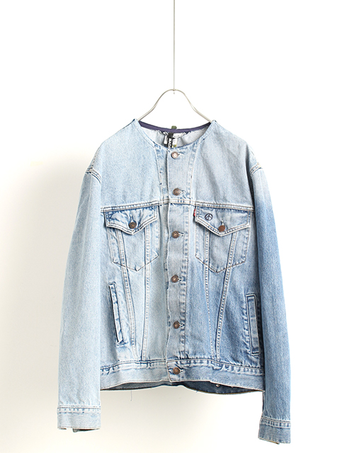 REMAKE 2FOR1 NO COLLAR DENIM JACKET-OIKOS 毎日を楽しく豊かにする 