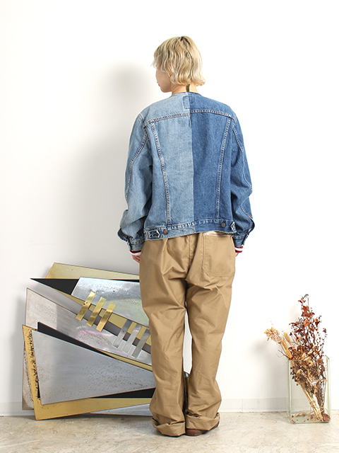 REMAKE 2FOR1 NO COLLAR DENIM JACKET-OIKOS 毎日を楽しく豊かにする