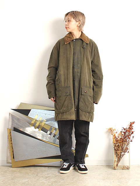 2WARRANT REPROOF BARBOUR-BORDER OLIVE C42 2ワラントリプルーフバブアーボーダー42サイズ棒ジップ