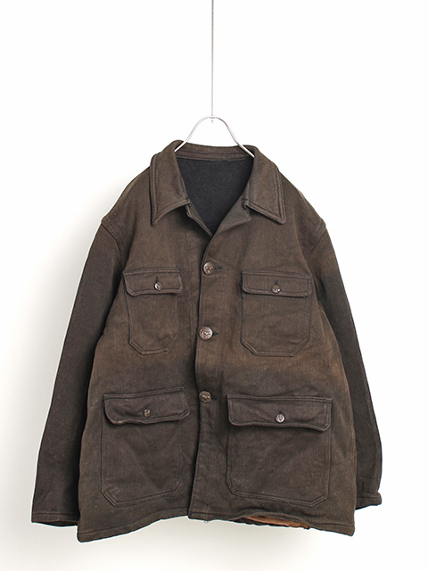 30s～FRENCH COTTON PIQUE HUNTING JACKET ANIMAL BUTTON  30年代フランスコットンピケハンティングジャケット動物ボタン