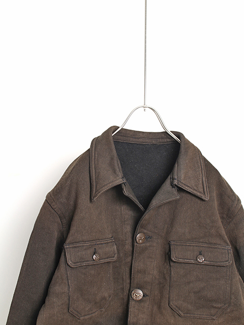 30s～FRENCH COTTON PIQUE HUNTING JACKET ANIMAL BUTTON  30年代フランスコットンピケハンティングジャケット動物ボタン