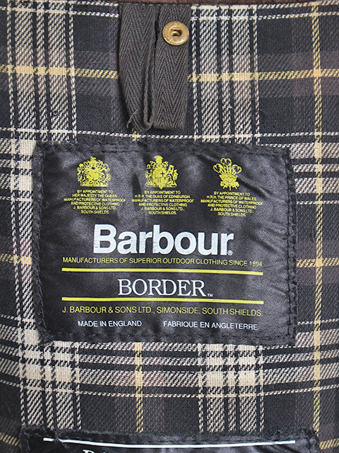 Barbour 旧3ワラント BORDER オリーブ サイズ42 バブアー ボーダー