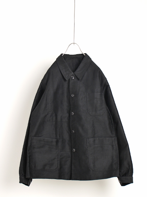 ジャケット/アウター カバーオール 40～50s BLACK MOLESKIN FRENCH WORK JACKET ブラックモールスキンフレンチワークジャケット