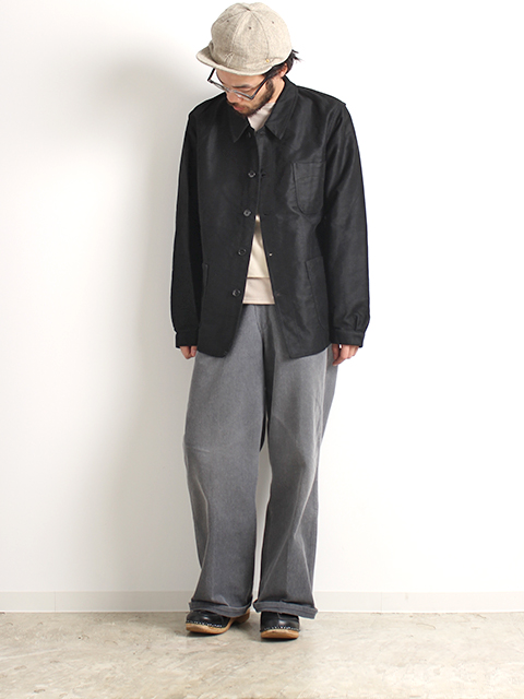 40～50s BLACK MOLESKIN FRENCH WORK JACKET ブラックモールスキンフレンチワークジャケット