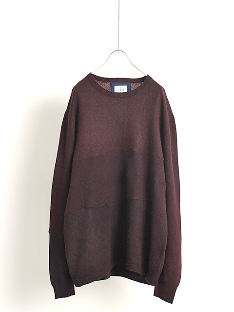 CASHMERE REMAKE PATCHWORK POLO SWEATER-BROWN SIZE2 yoused-OIKOS  毎日を楽しく豊かにする洋服・雑貨を取り扱う正規代理店