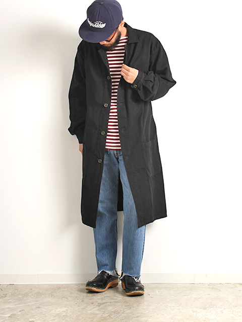 80s CZECH ARMY WORK COAT BLACK DYED-OIKOS 毎日を楽しく豊かにする