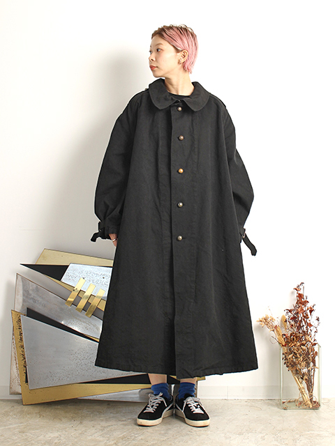 FRENCH ARMY MOTOR CYCLE COAT BLACK DYED WITH  POCKETフランス軍モーターサイクルコートブラック染めポケット付き