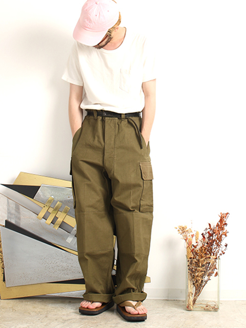 FRENCH ARMY M-47 CARGO TROUSERS 35SIZE ALUMI BUTTON フランス軍M47カーゴ35サイズアルミボタン