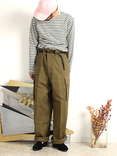 FRENCH ARMY M-47 CARGO TROUSERS 35SIZE ALUMI BUTTON フランス軍M47カーゴ35サイズアルミボタン