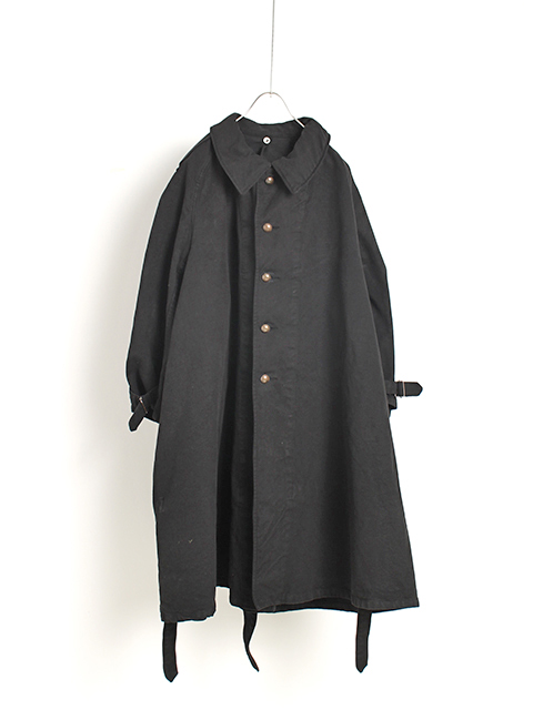 FRENCH ARMY MOTOR CYCLE COAT BLACK DYED WITH  POCKETフランス軍モーターサイクルコートブラック染めポケット付き