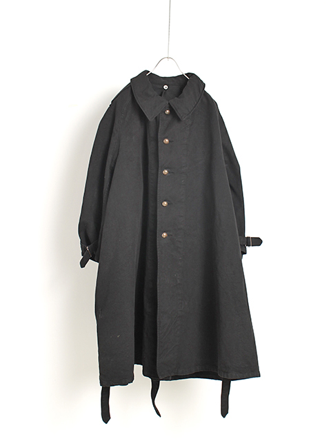 FRENCH ARMY MOTOR CYCLE COAT BLACK DYED WITH POCKET-イギリス軍温帯 