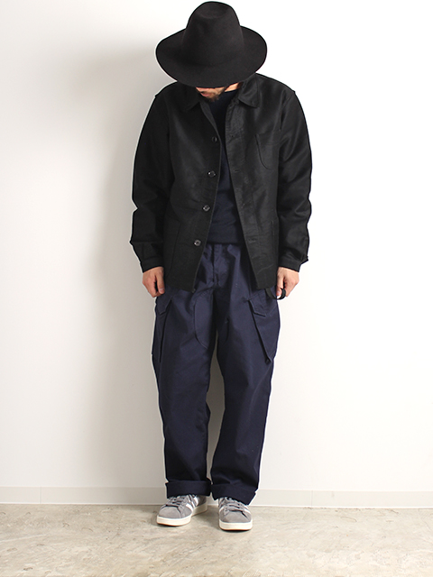 60s LE MONT ST MICHEL BLACK MOLESKIN FRENCH WORK JACKET-OIKOS 毎日 