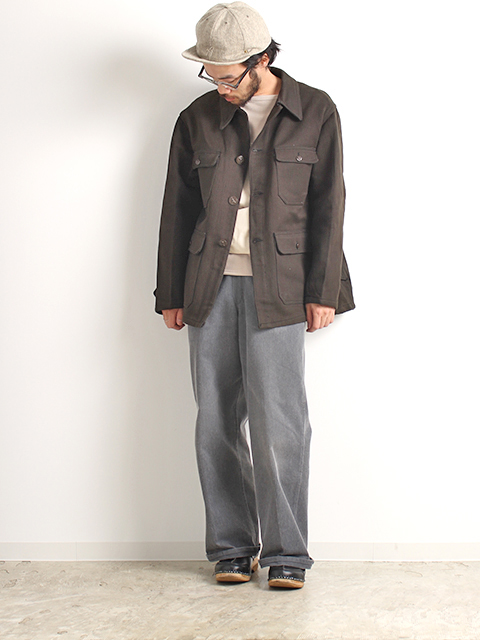 30s～FRENCH COTTON PIQUE HUNTING JACKET ANIMAL BUTTON  30年代フランスコットンピケハンティングジャケット動物ボタン