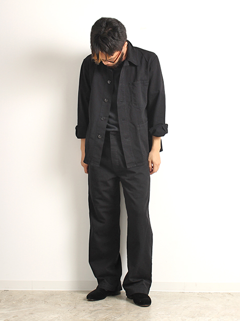 00s GERMAN ARMY HBT WORK SET UP-BLACK DYED 00年ドイツ軍ヘリンボンワークセットアップ黒染め