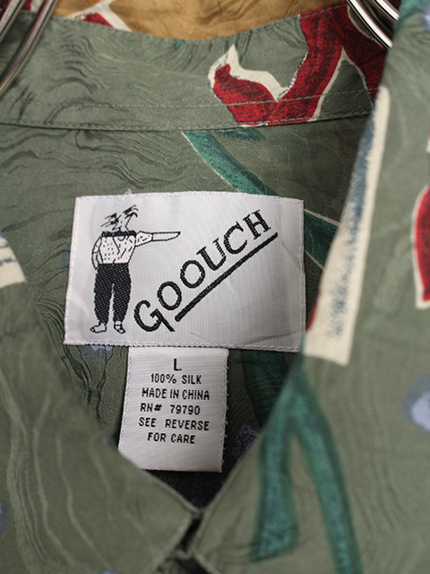 GOOUCH ABSTRACT PATTERN SILK SHIRT size-L グーチアブストラクトプリントシルクシャツ