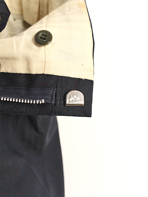 【USED】60s JAPAN VINTAGE BLACK STRIPE TROUSERS TALON ZIP 'MIYUKIKEORI'  日本ヴィンテージブラックストライプトラウザーズタロンジップ'御幸毛織'