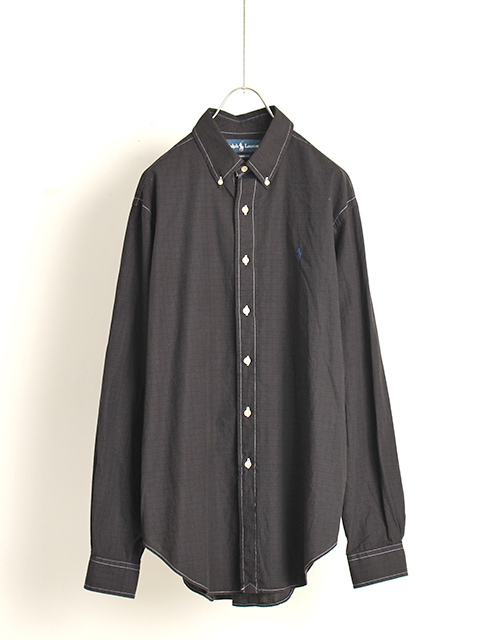 【USED】BLACK COLOR RALPH LAUREN BUTTON DOWN SHIRT ブラックカラーラルフローレンBDシャツ