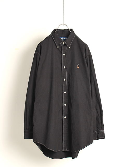 USED】BLACK COLOR RALPH LAURENT BUTTON DOWN SHIRT-OIKOS 毎日を