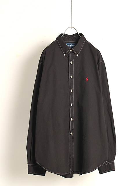 USED】BLACK COLOR RALPH LAURENT BUTTON DOWN SHIRT-OIKOS 毎日を 