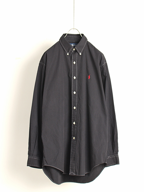 【USED】BLACK COLOR RALPH LAUREN BUTTON DOWN SHIRT ブラックカラーラルフローレンBDシャツ