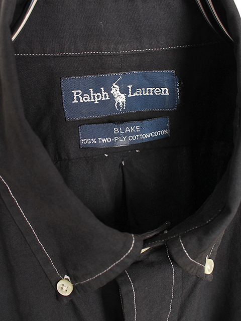 【USED】BLACK COLOR RALPH LAUREN BUTTON DOWN SHIRT ブラックカラーラルフローレンBDシャツ