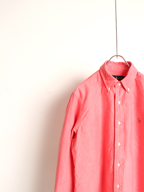 【USED】RALPH LAUREN BD SHIRT PINK RED DYED M ラルフローレンピンクレッド染めボタンダウン