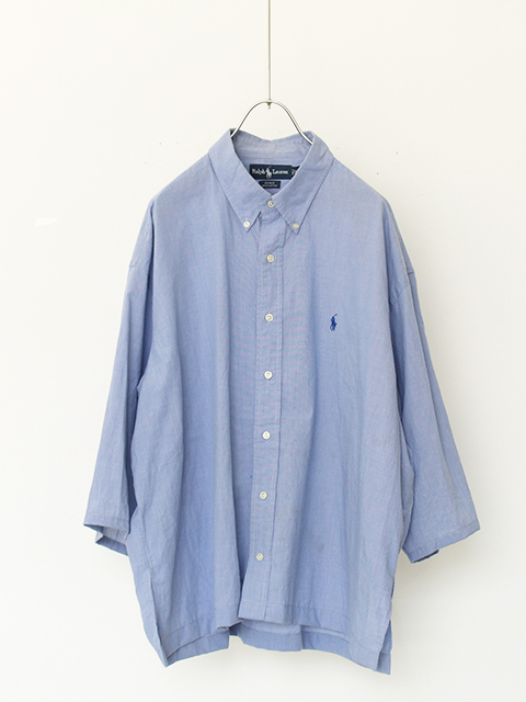 【USED】RALPH LAUREN HALF SLEEVE BUTTON DOWN BLAKE XXL-PIN CHECK  ラルフローレンハーフスリーブボタンダウン