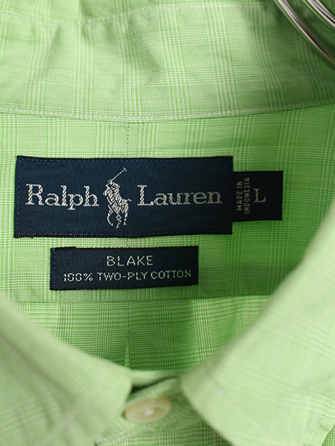 RALPH LAUREN BUTTON DOWN SHIRT BLAKE L-GREEN CHECK  ラルフローレンボタンダウンシャツブレイクグリーンチェック