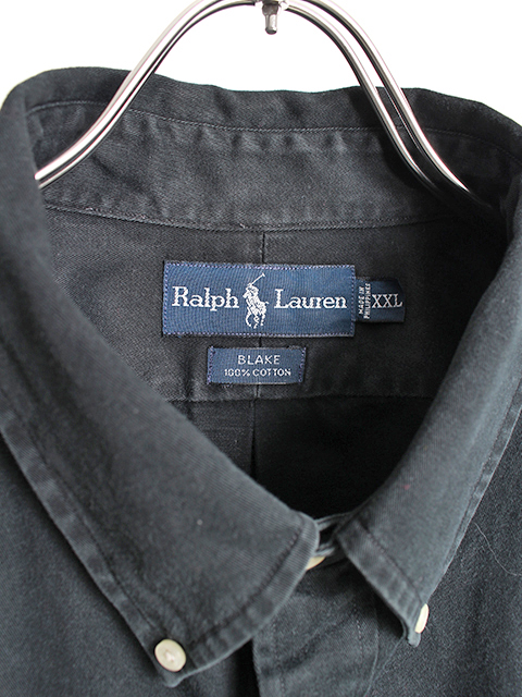 USED】RALPH LAUREN BUTTON DOWN SHIRT BLAKE XXL BLACK - 毎日を 