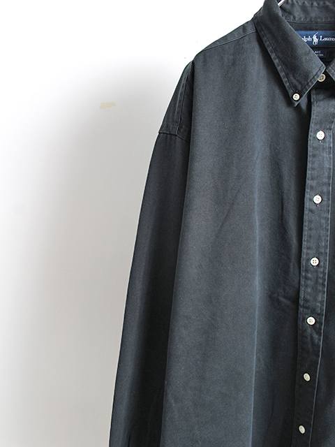 USED】RALPH LAUREN BUTTON DOWN SHIRT BLAKE XXL BLACK - 毎日を