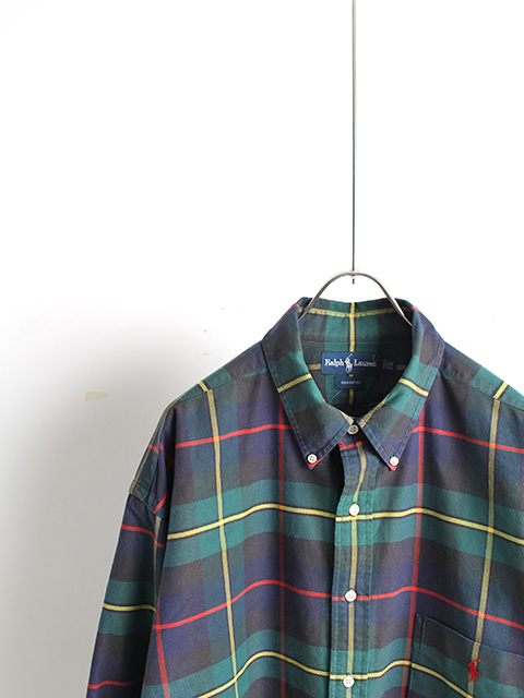 USED】RALPH LAUREN BUTTON DOWN SHIRT 2X BIG TARTAN CHECK - 毎日を