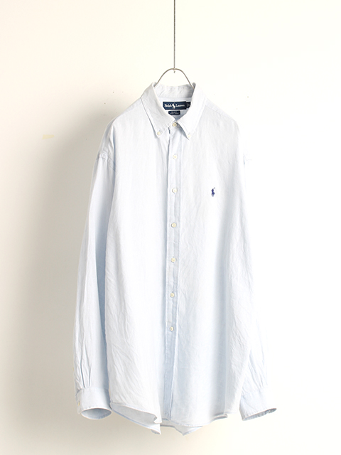 美品 ポロラルフローレン リネンボタンダウンシャツ ホワイト