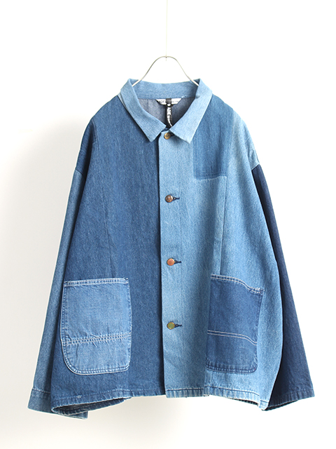 REMAKE PATCHWORK COVERALL SUNNY SIDE UP リメイクパッチワークカバーオール サニーサイドアップ