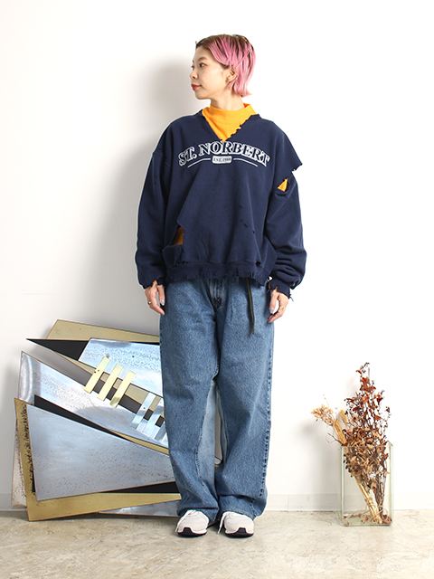 REMAKE WIDE DENIM PANTS-SUNNY SIDE UP SIZE-2B リメイクワイドデニムパンツサニーサイドアップ