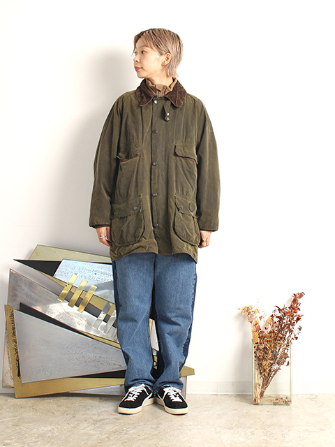 REPROOF BARBOUR BEACON-ORIGINAL RIDING JACKET OLIVE C42  リプルーフバブアーライディングジャケット42サイズ