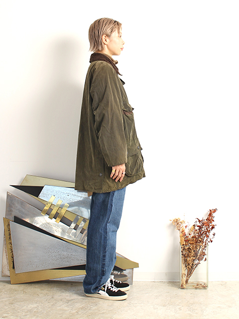 REPROOF BARBOUR BEACON-ORIGINAL RIDING JACKET OLIVE C42  リプルーフバブアーライディングジャケット42サイズ