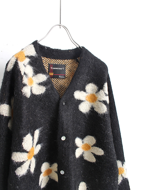 TOWNCRAFT SHAGGY RAGLAN CARDIGAN FLOWER タウンクラフト シャギーラグランカーディガン フラワー