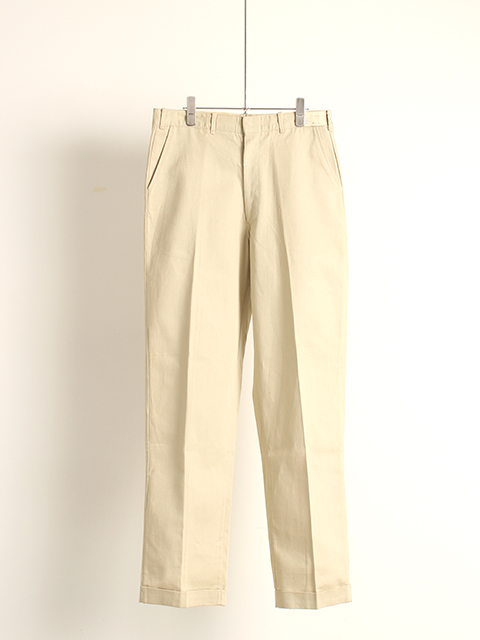 60s? US LATTICE WEAVE OFFWHITE TROUSERS 'DEAD STOCK' W32 L31  アメリカ格子織りオフホワイトトラウザーズデッドストック